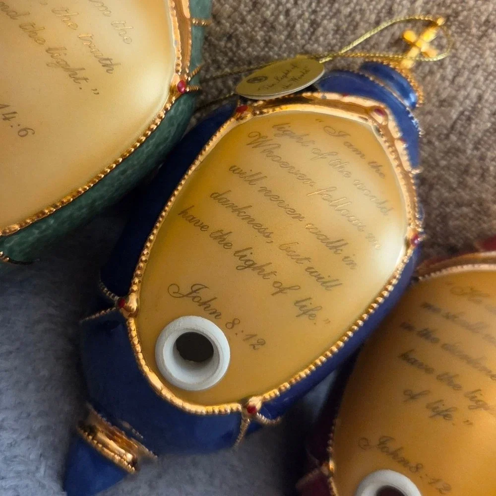 Bradford Editions Greg Olsen Porcelain Ornaments Set 3 Multicolor Excellent 2002